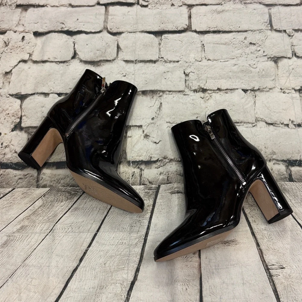 PAIGE Cleo Black Patent Leather Ankle Booties Size 8.5 NEW Women’s Boots Shoes